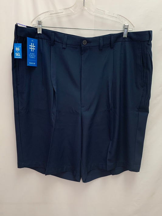 NWT - HAGGAR navy Cool 18 Pro Pleated 10.5" Golf Shorts - 48W