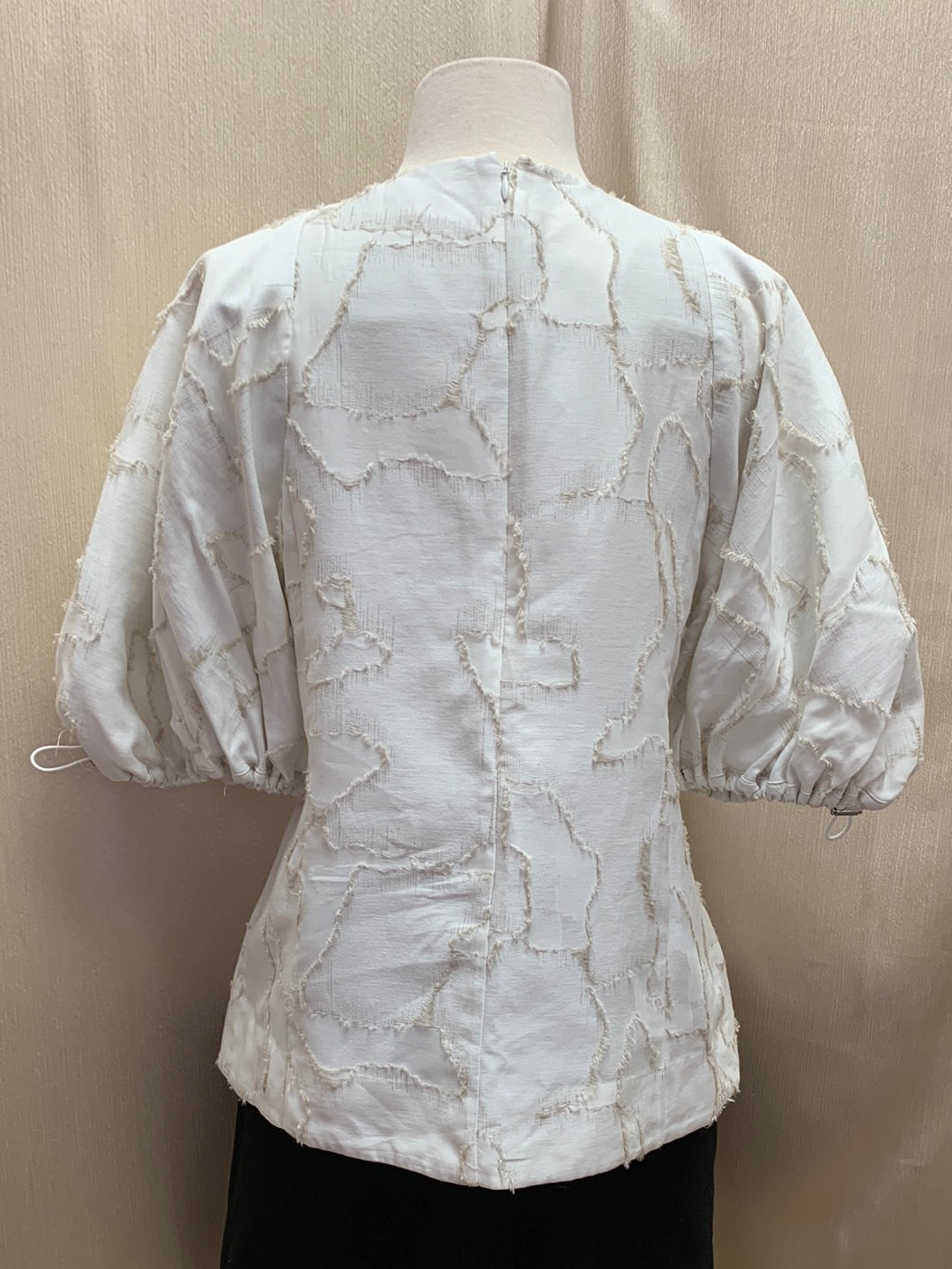 NWT - COS white beige Texture Pattern Puff Sleeve Shirt - US 8