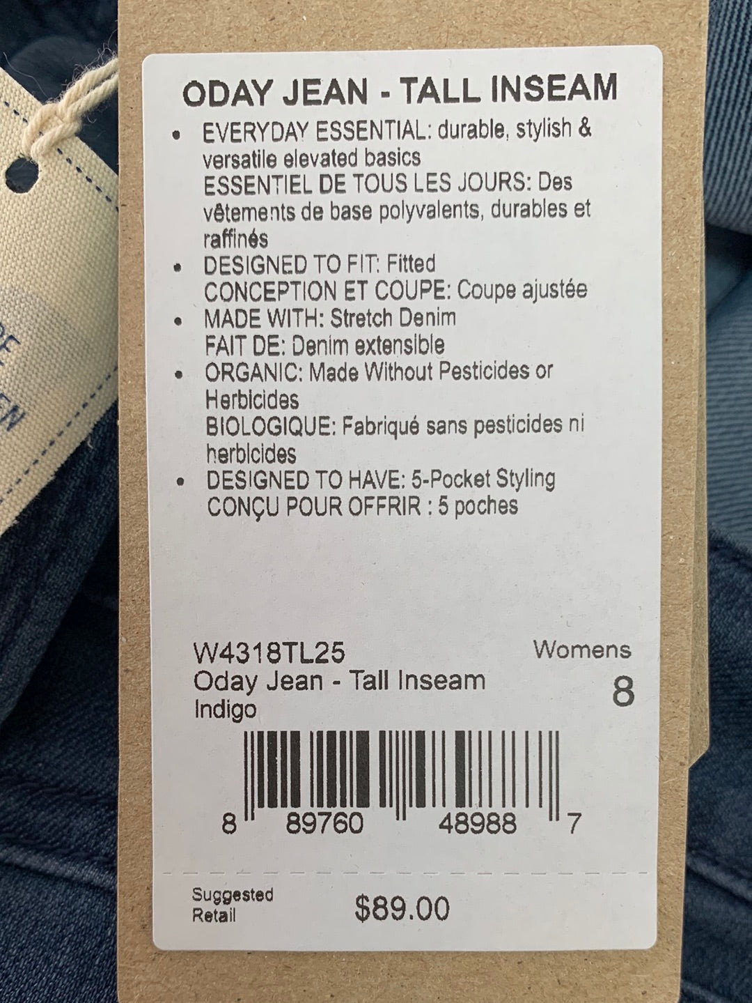 NWT - PRANA indigo High Rise Skinny Oday Jeans - 8 Tall / 29x32