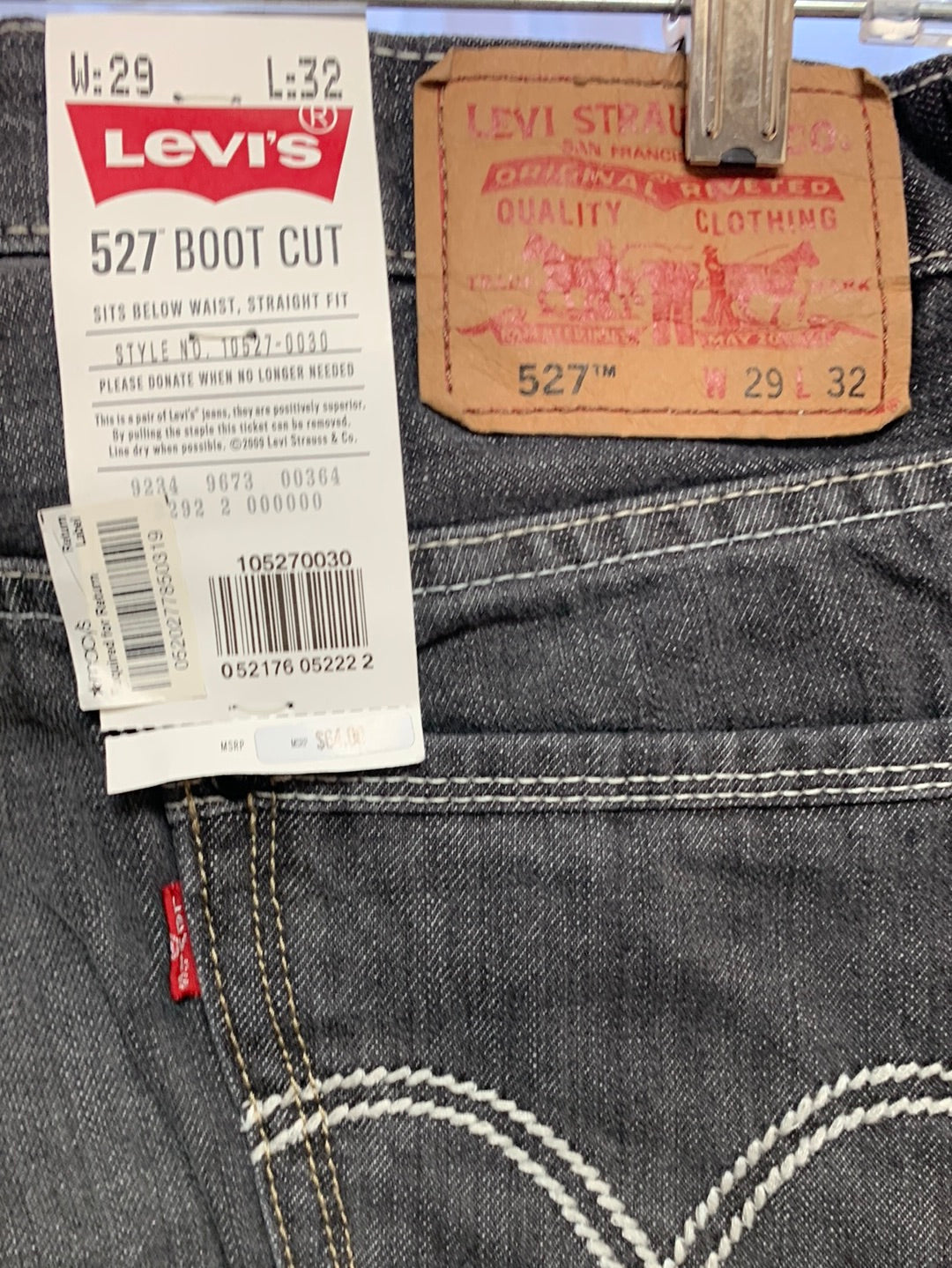 NWT - LEVI'S dark grey 527 Boot Cut Straight Fit Jeans - 29x32