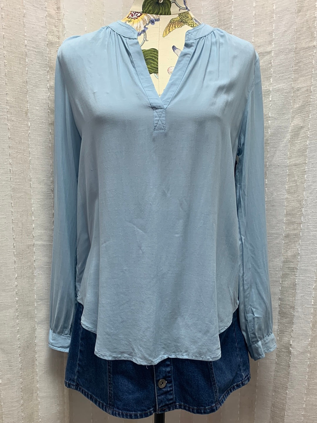 NWT - VELVET GRAHAM & SPENCER belize blue Rosie Long Sleeve Top - XS