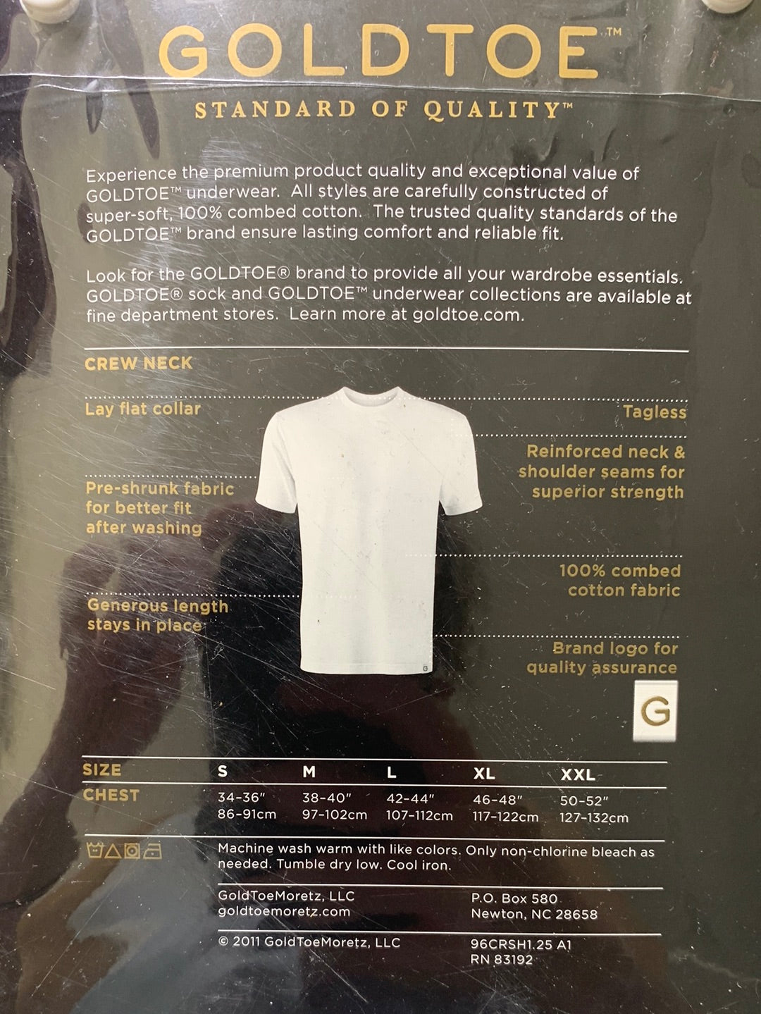 NIP - GOLDTOE black 3 pack Crew Neck T-Shirt / Undershirt - M 38-40"