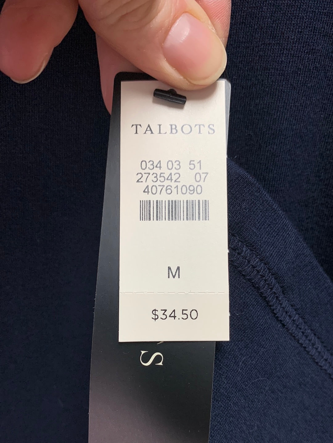 NWT - T by TALBOTS navy Cotton Modal Long Sleeve Top - M