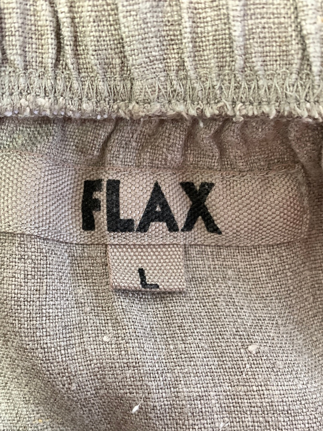 FLAX oatmeal tan Linen 32.5" Long Midi Maxi Pull On Skirt - L
