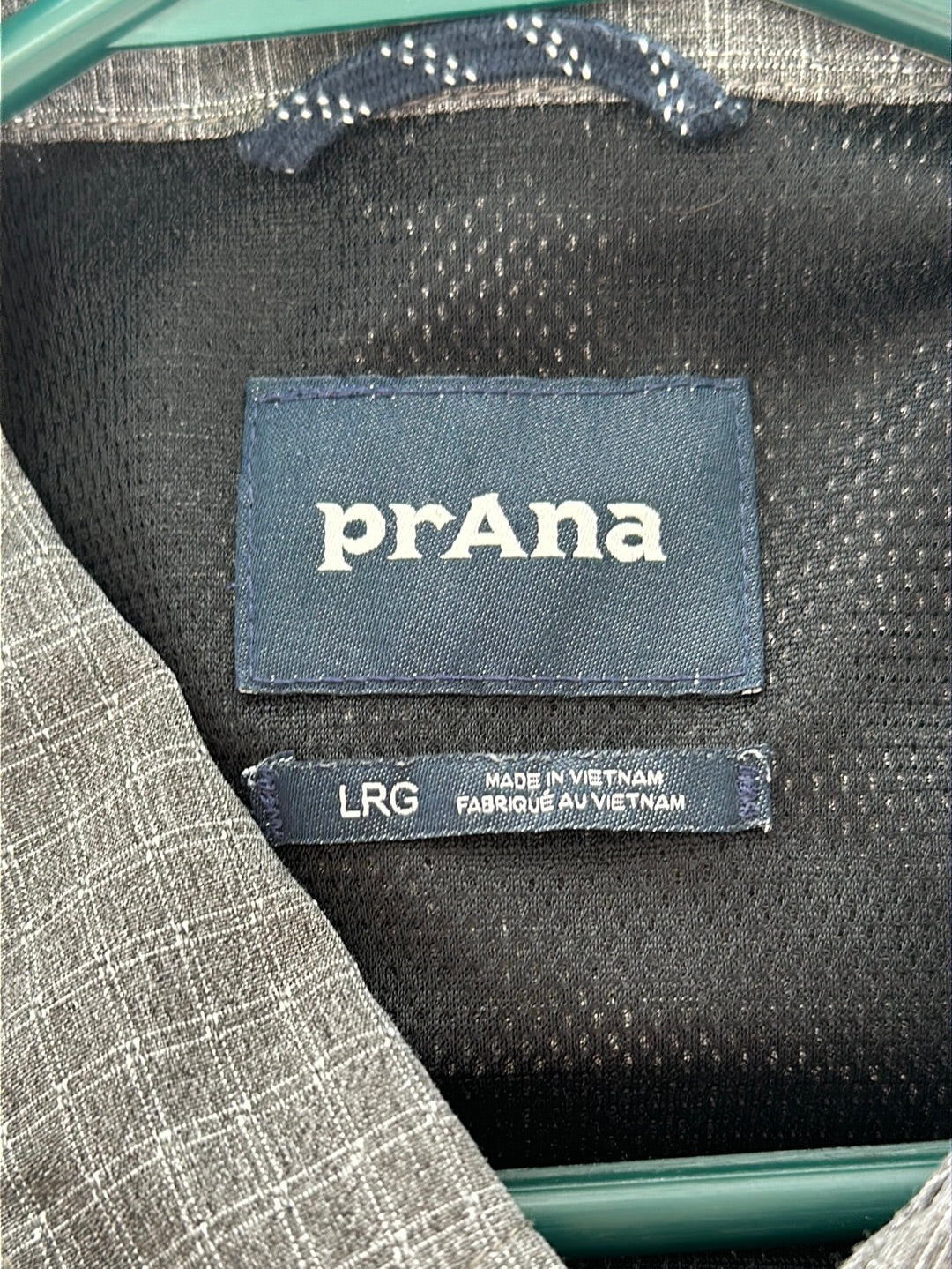 PRANA grey Plaid Vented Button Up Short Sleeve Shirt - Men's L