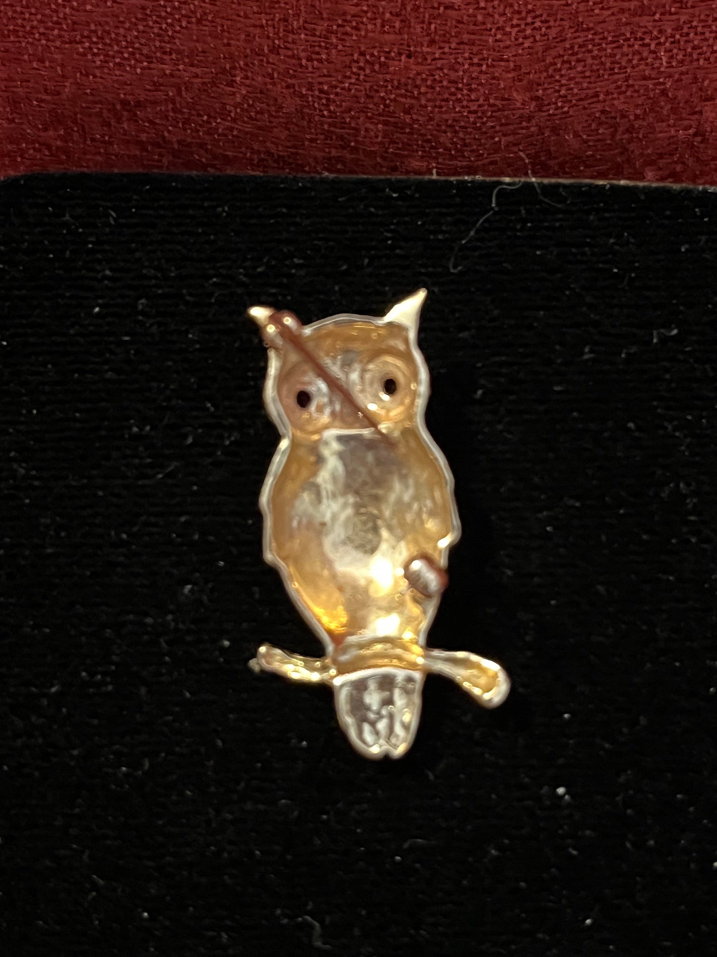 Vintage 14KT Gold and Ruby Owl Brooch
