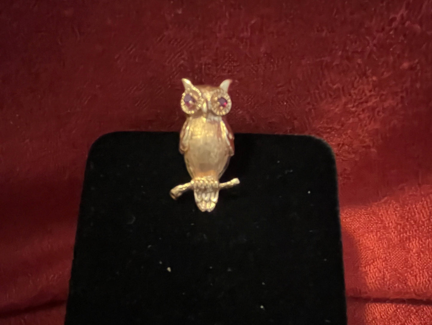 Vintage 14KT Gold and Ruby Owl Brooch