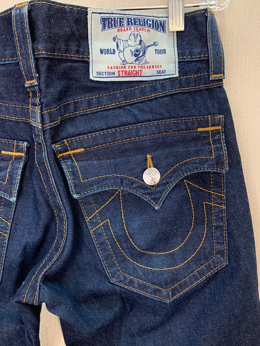 TRUE RELIGION dark wash Ricky Straight W Flaps World Tour Jeans - 31