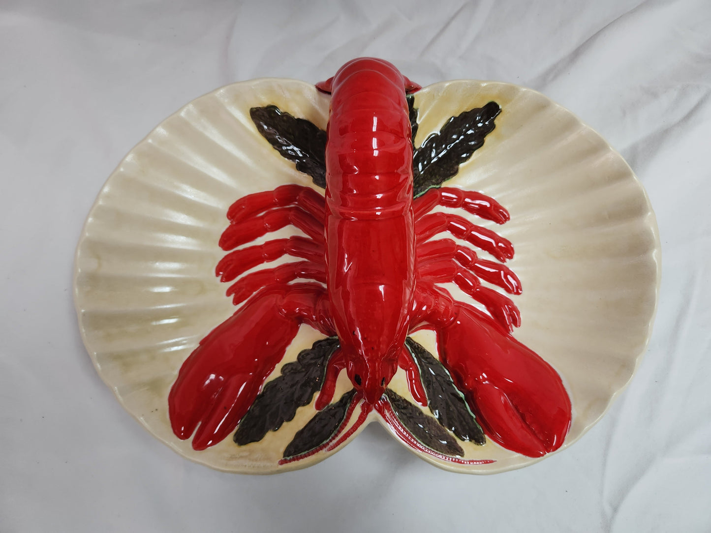 Mid-20th Century Ceramic Divided Lobster Serving Tray by Holland Mold