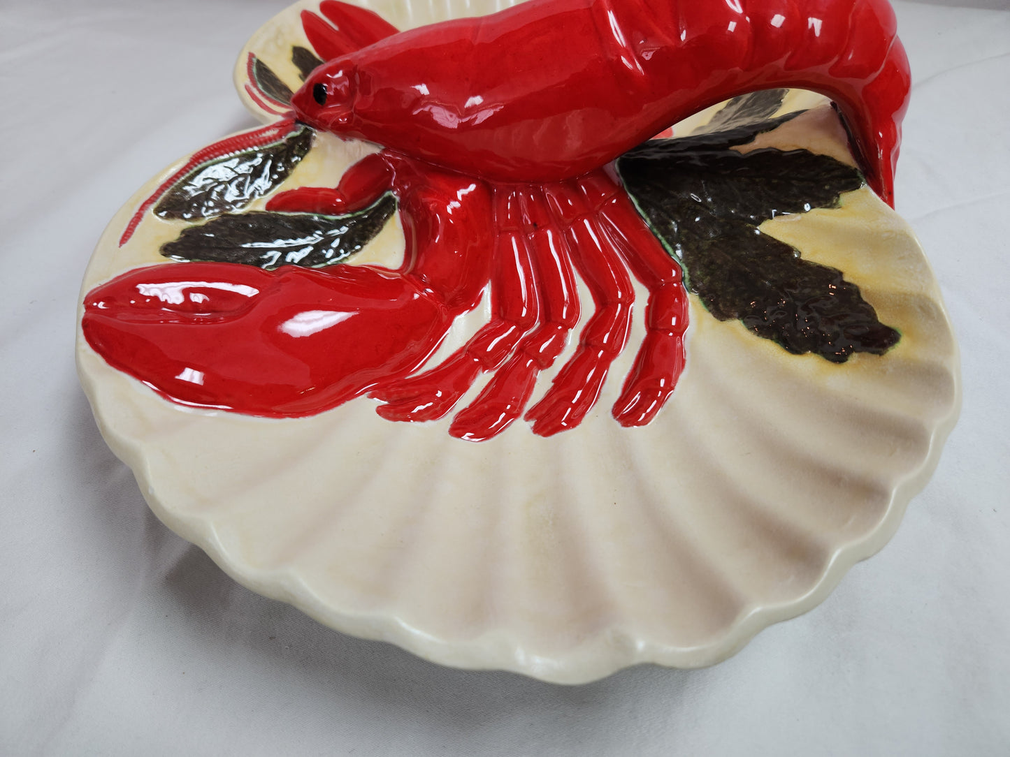 Mid-20th Century Ceramic Divided Lobster Serving Tray by Holland Mold