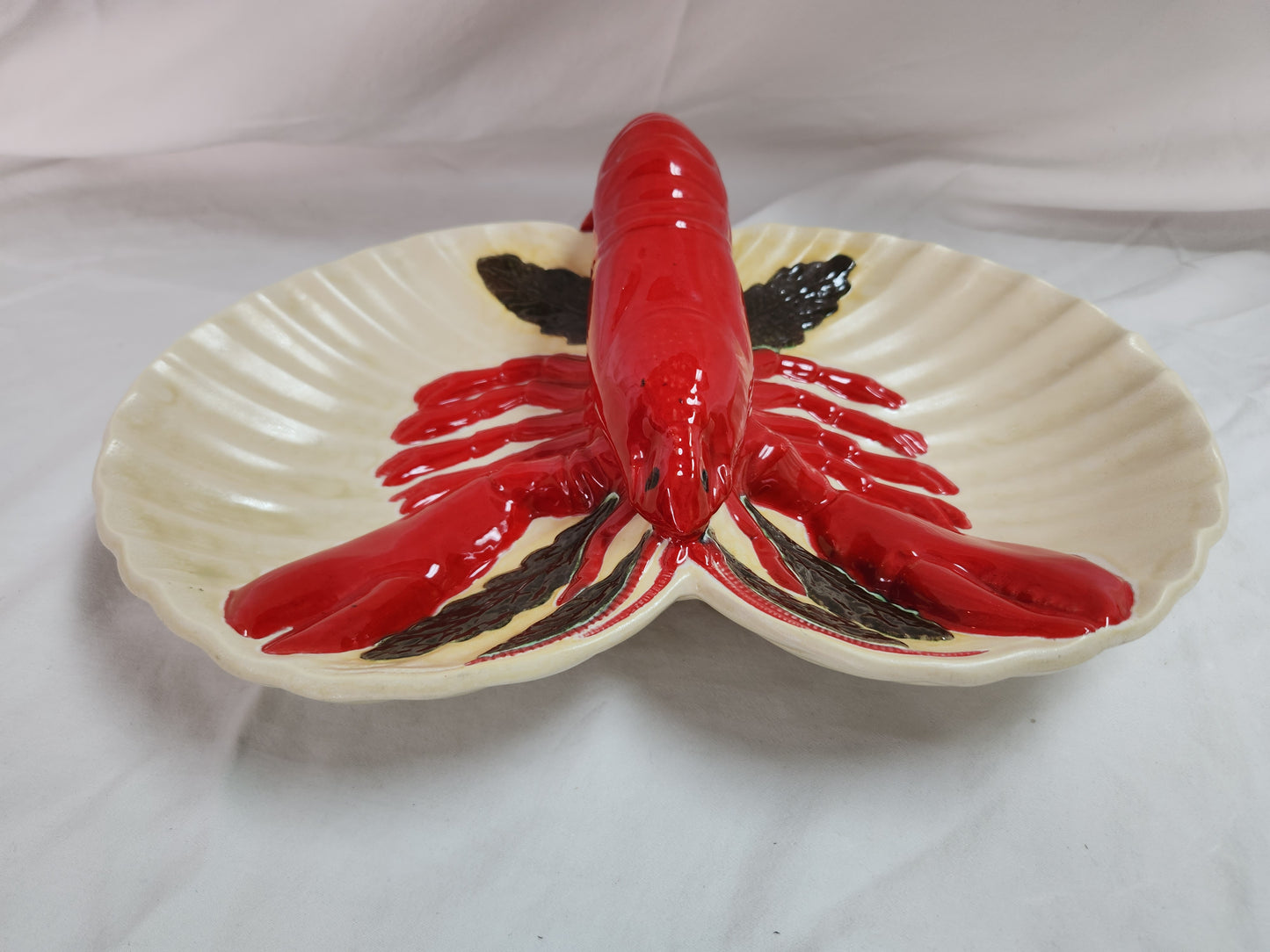 Mid-20th Century Ceramic Divided Lobster Serving Tray by Holland Mold