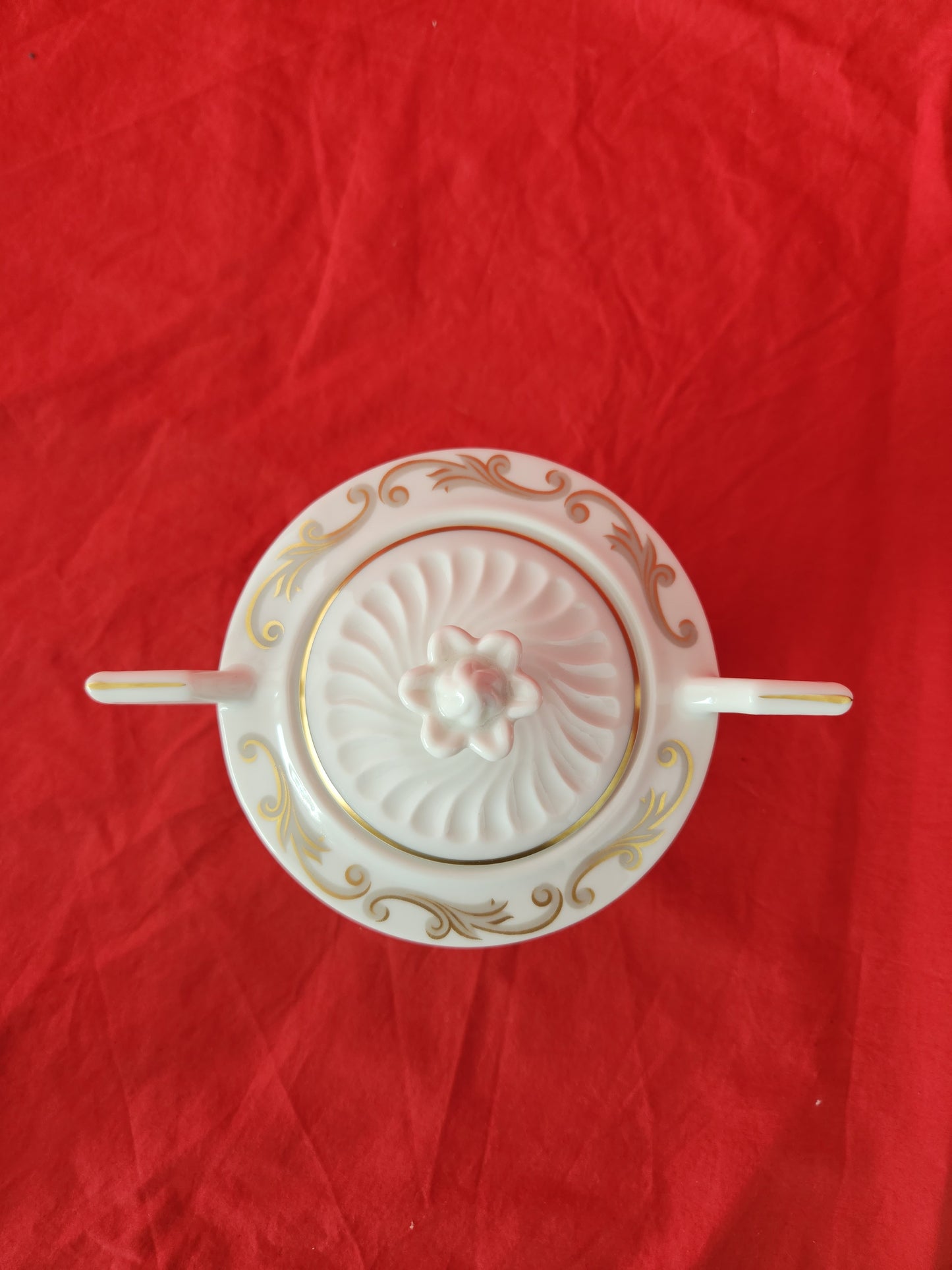 Syracuse Gray & Gold Baroque Sugar Bowl w/Lid