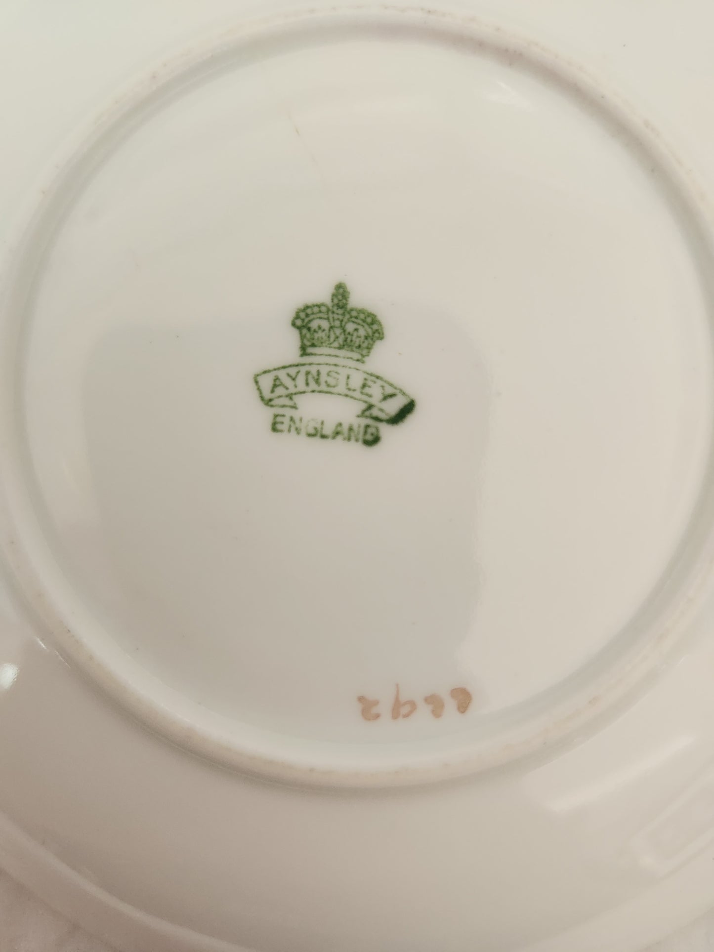 VTG - Aynsley Maroon & Gold Leaf Footed Cream Soup Bowl w/ Saucer #6692