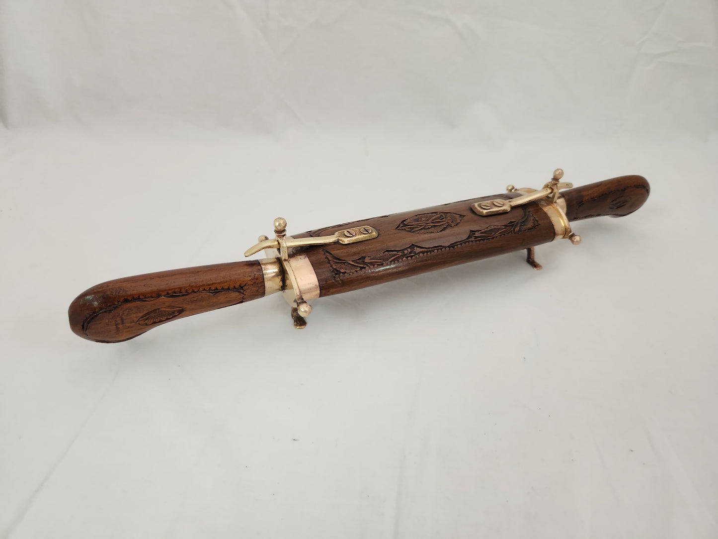 VTG - Indian Knife & Fork Carving Set w/Wood & Brass Case