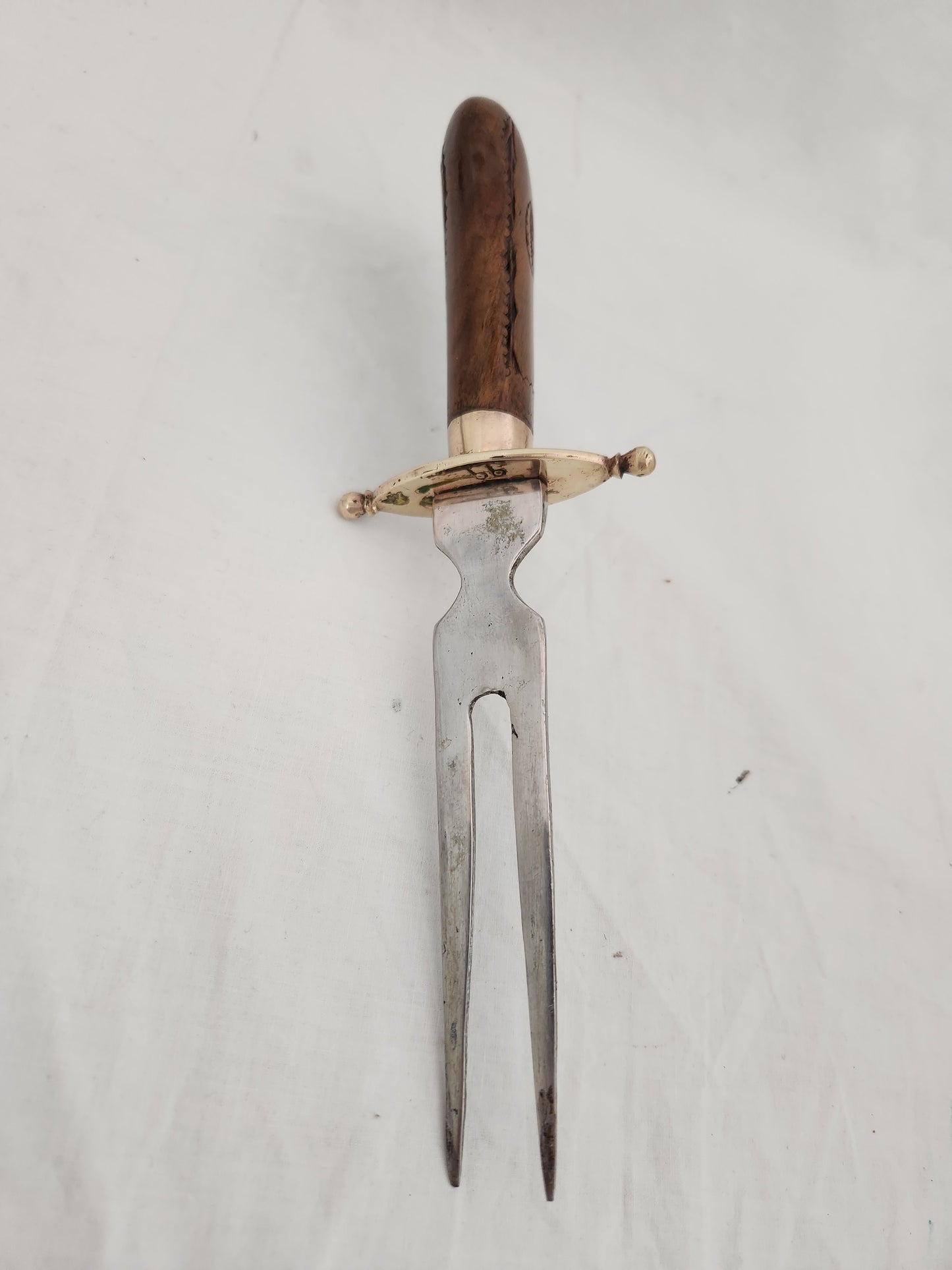 VTG - Indian Knife & Fork Carving Set w/Wood & Brass Case