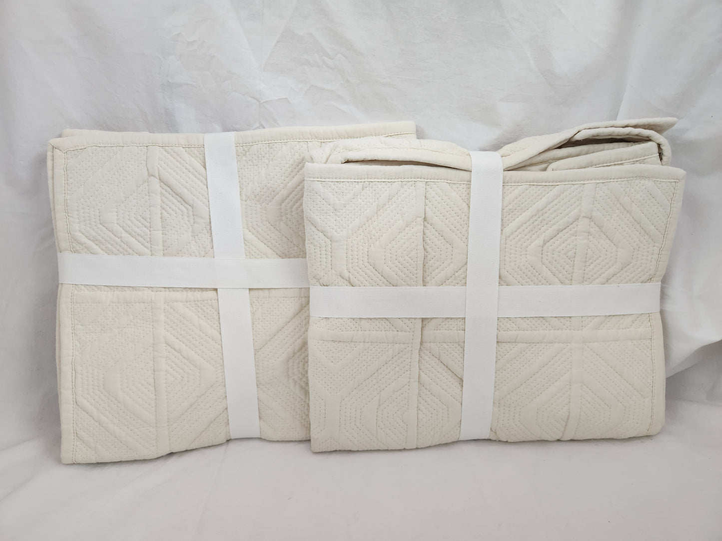 NWT - Pottery Barn Off-White Diamond Stonewashed Standard Sham - Set of Two