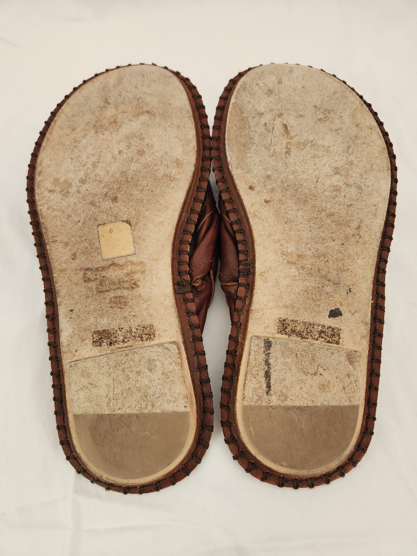 Acne Studios Chestnut Brown Leather Thong Flat Sandal - Size: 40 (US 8.5/9)