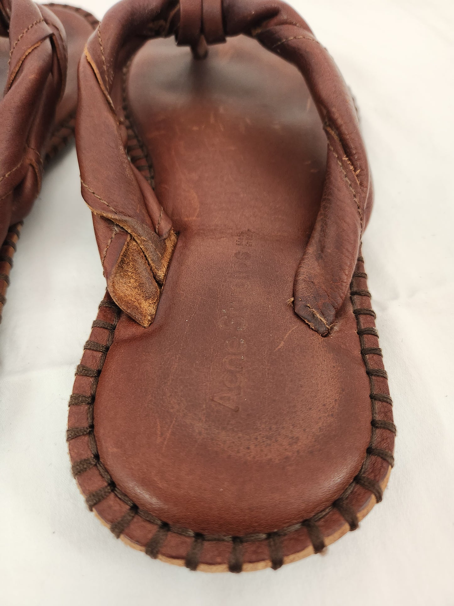 Acne Studios Chestnut Brown Leather Thong Flat Sandal - Size: 40 (US 8.5/9)