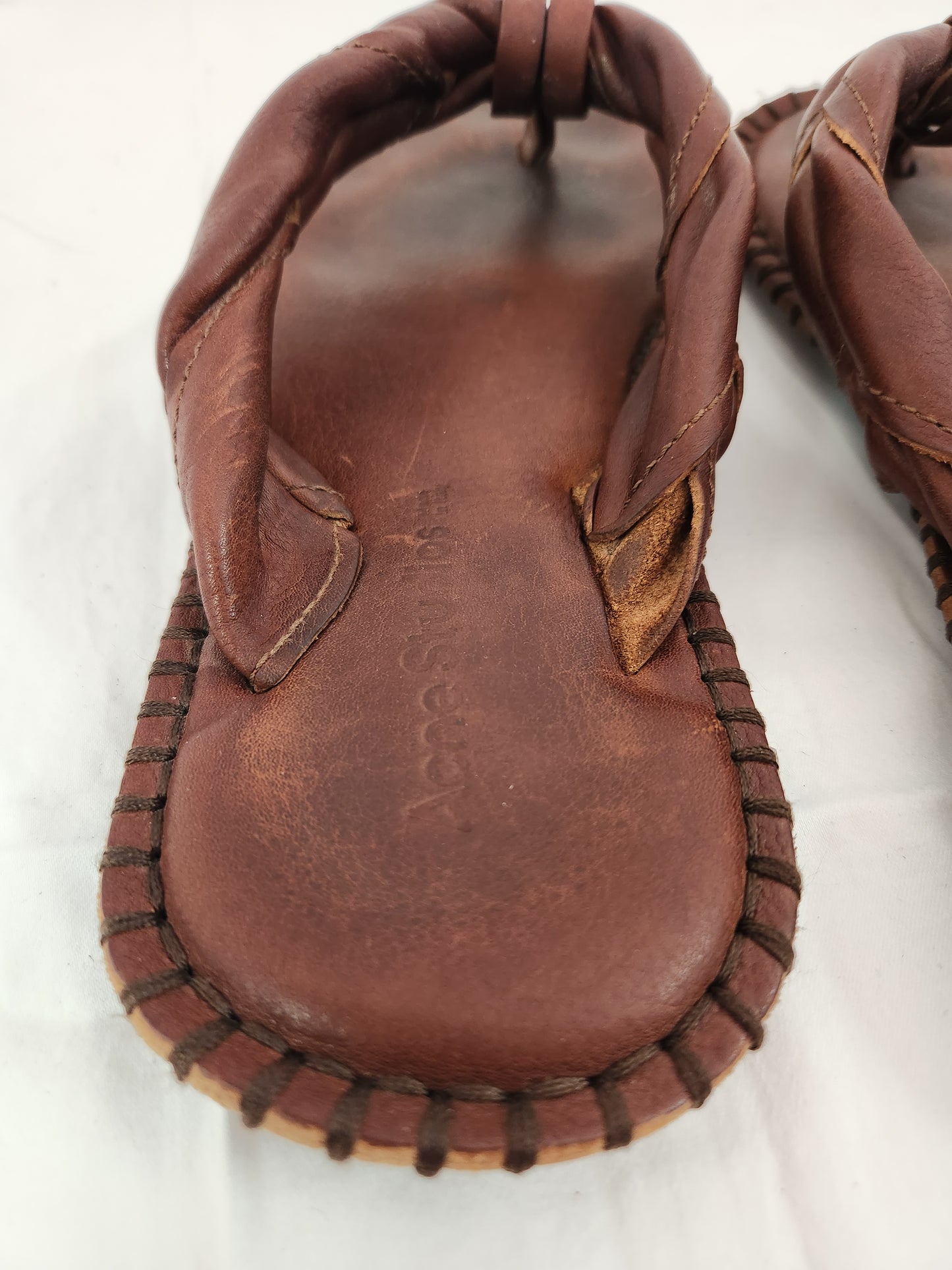 Acne Studios Chestnut Brown Leather Thong Flat Sandal - Size: 40 (US 8.5/9)