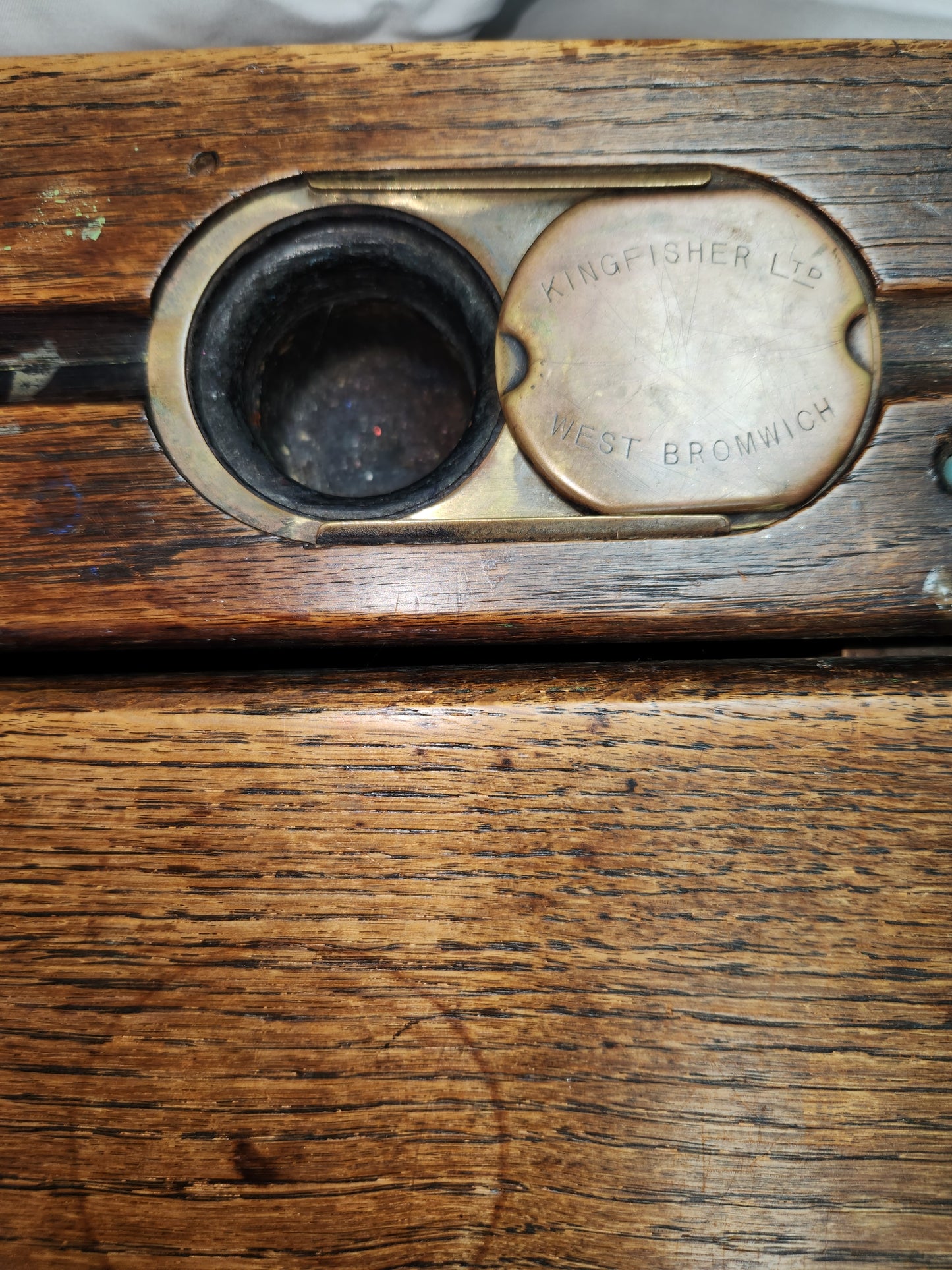 RARE/VTG Bromwich Duel Oak Desk w/Bench & Brass Ink Wells by KingFisher - LOCAL PICK-UP ONLY