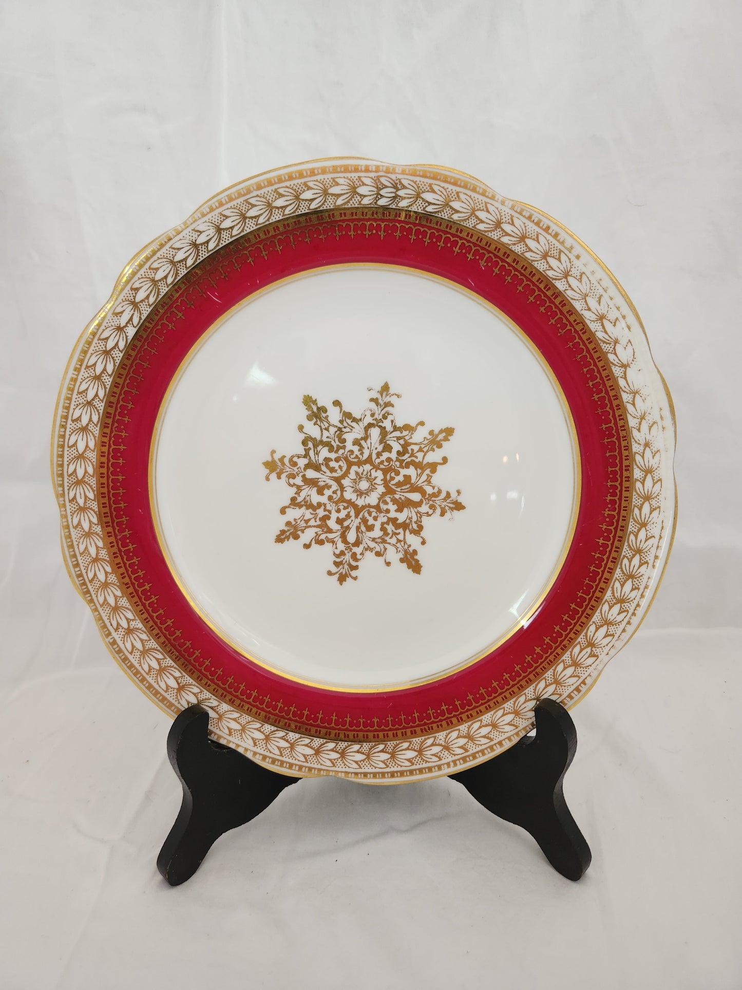 Vtg - Aynsley Burgundy & Gold Salad Plate #6692