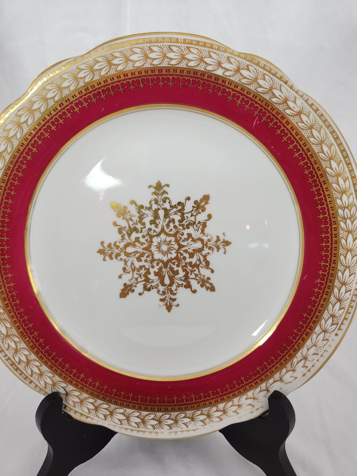 Vtg - Aynsley Burgundy & Gold Salad Plate #6692