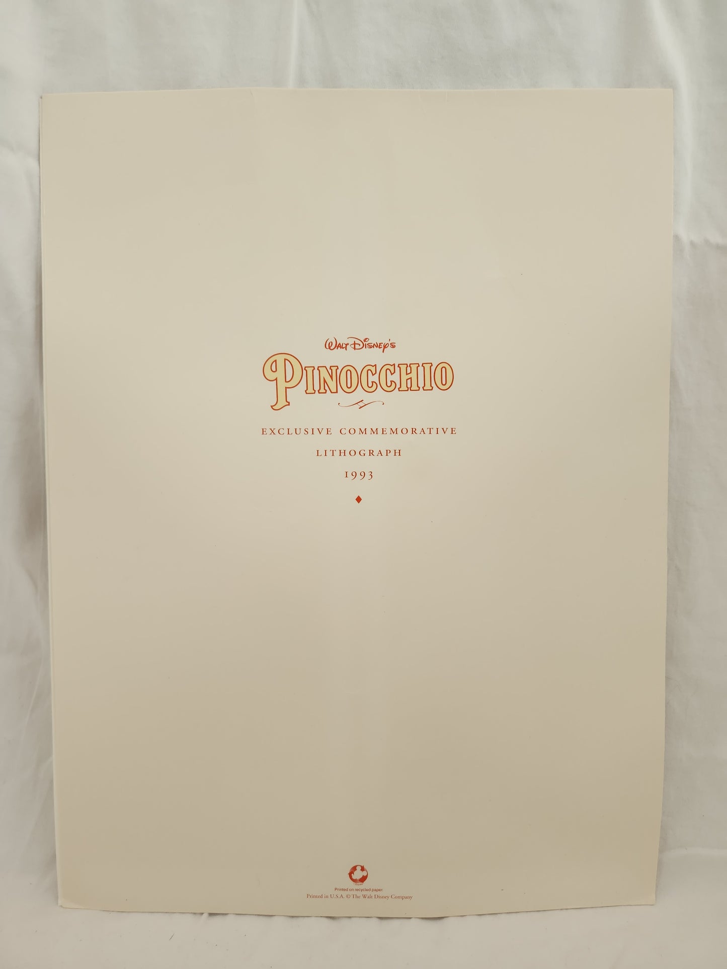 Pinnochio - 1993 Walt Disney Exclusive Commemorative Lithograph Print