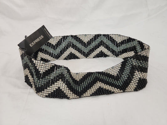 NWT - Express Black/Gray & Silver 2-1/2 Stretch Belt - Size: Small