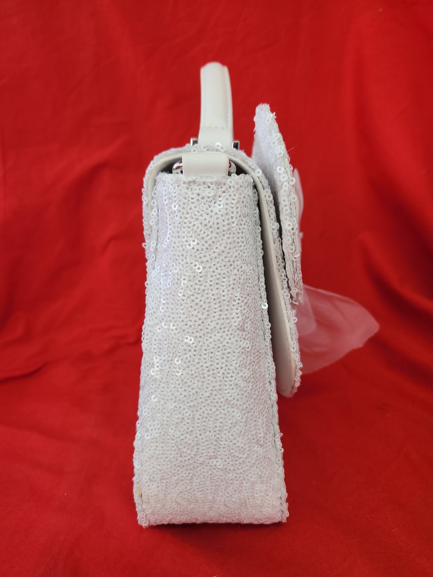 Disney Minnie Sequin White Wedding Crossbody Bag w/Extra Bow