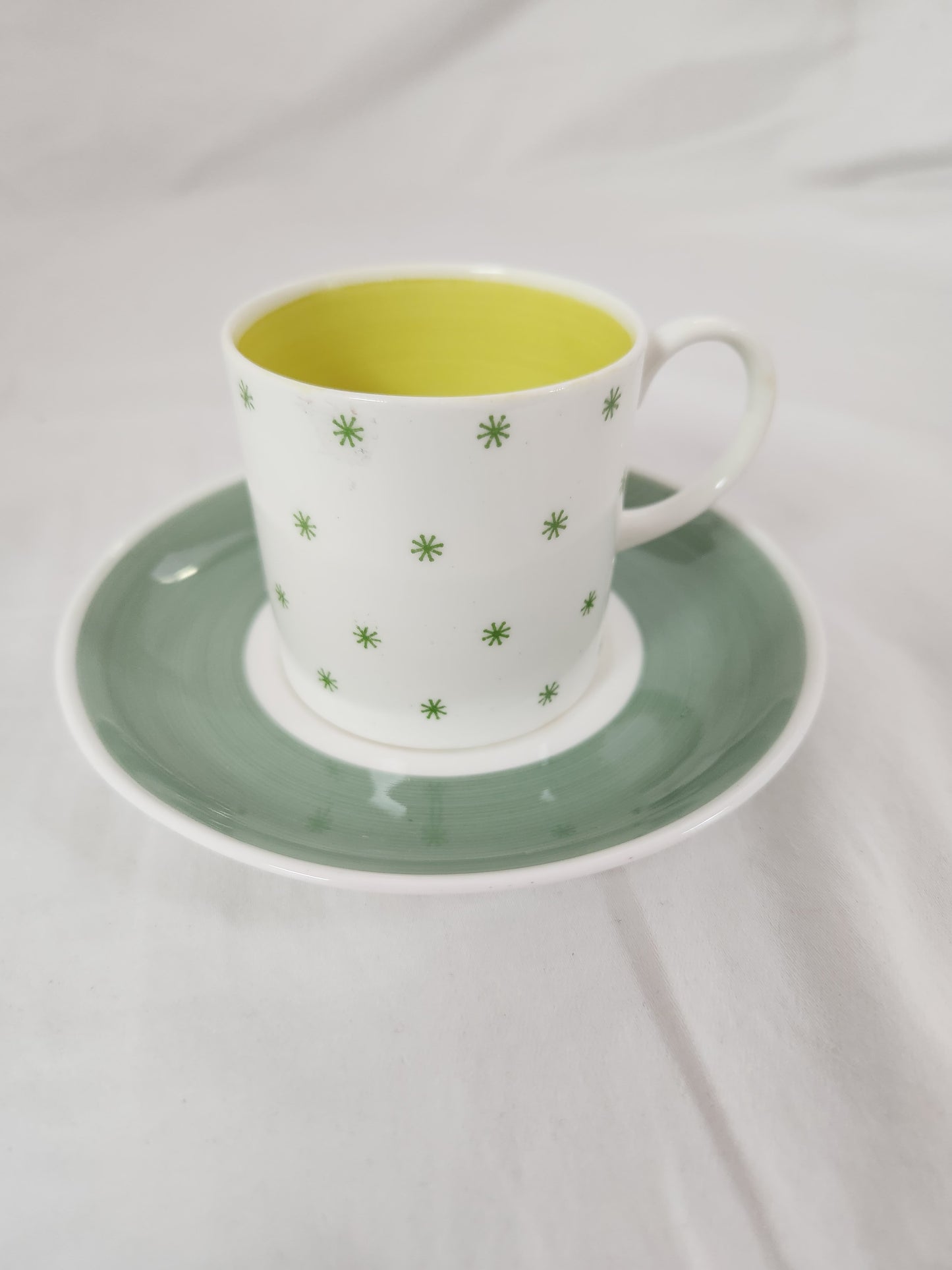 Suzi Cooper White/Green Bone China Cup & Saucer