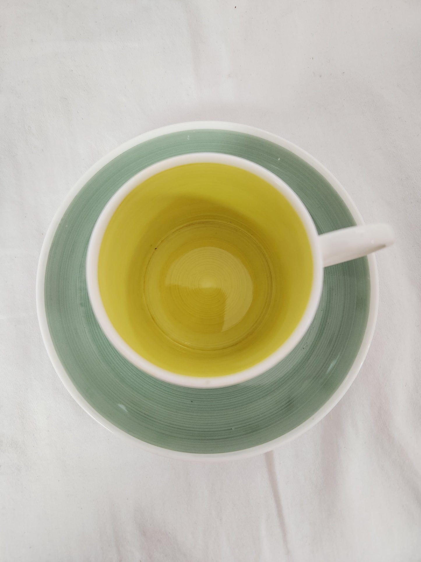 Suzi Cooper White/Green Bone China Cup & Saucer