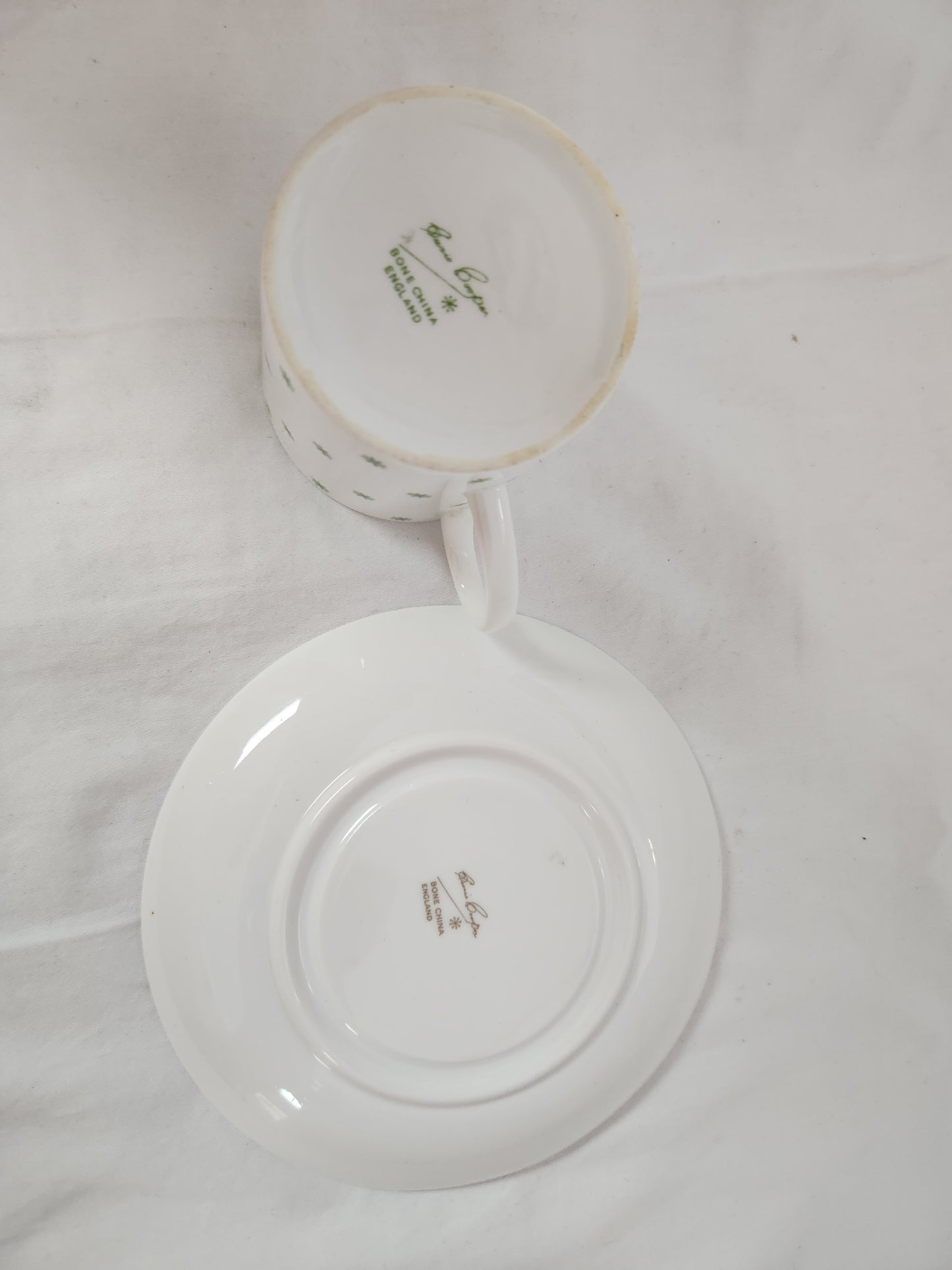 Suzi Cooper White/Green Bone China Cup & Saucer