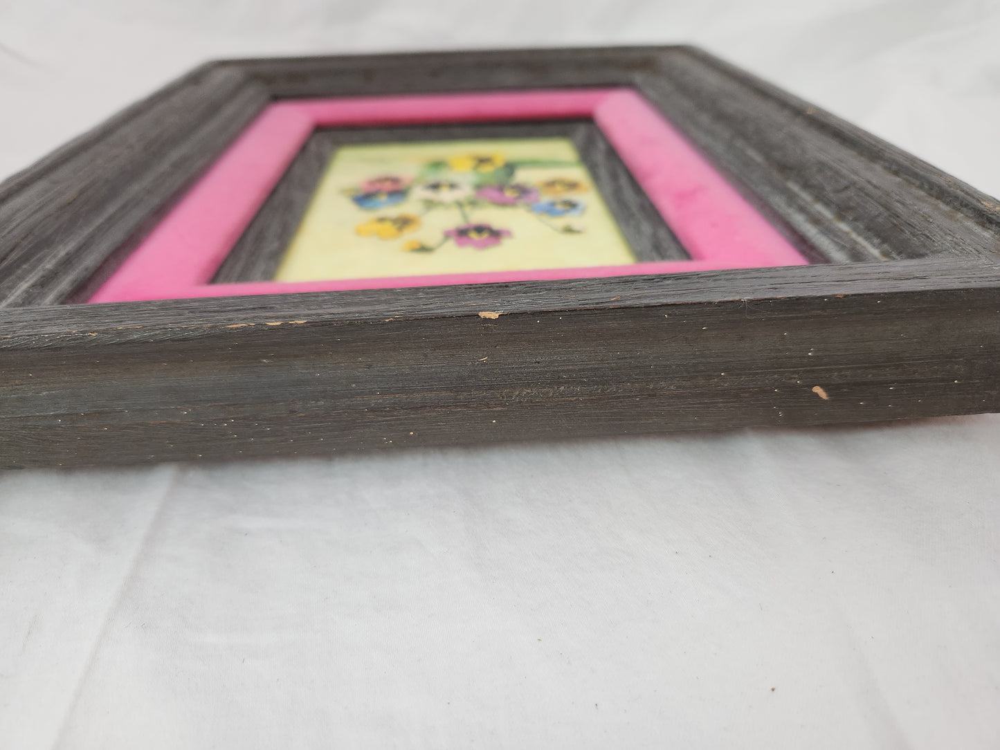 Signed ANN PINE 5x7 Oil and Lacquered Eggshell Painting in wood frame