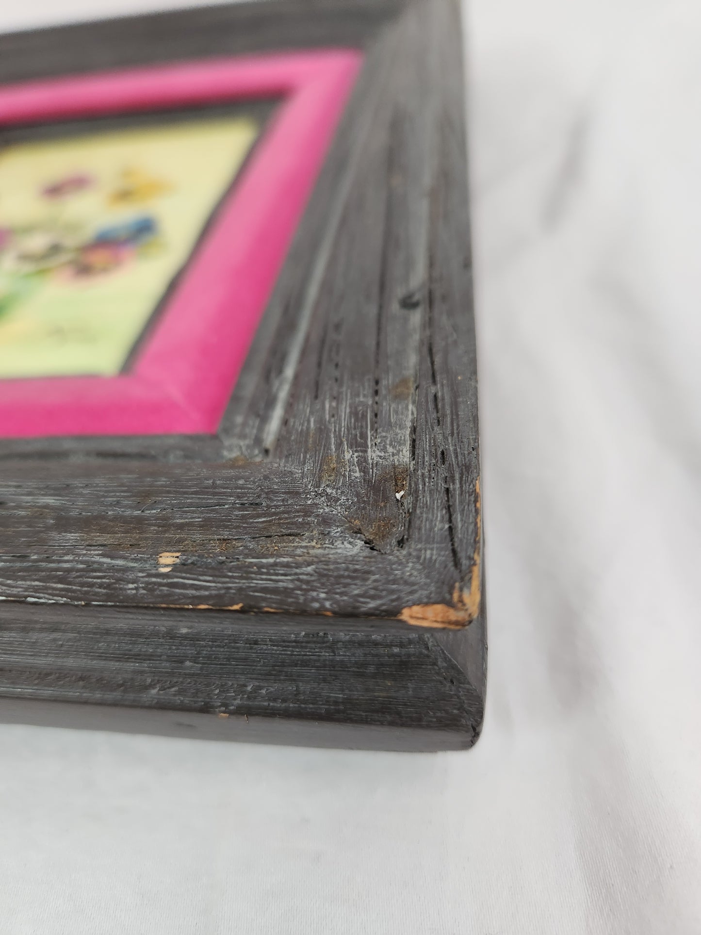 Signed ANN PINE 5x7 Oil and Lacquered Eggshell Painting in wood frame