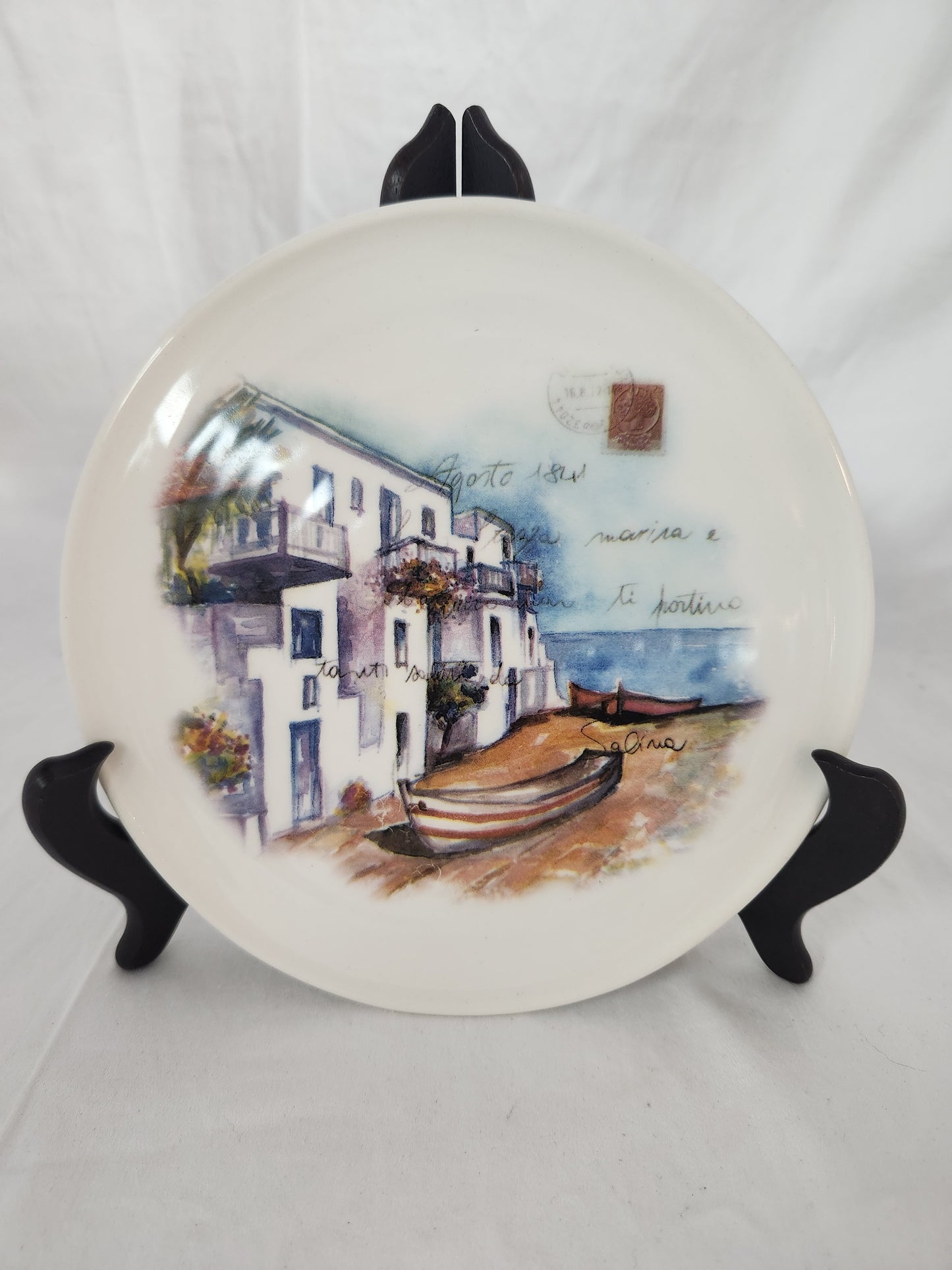 Ceramica Cuore Italy 7-1/4" Postcard Plate La Cazza Marina