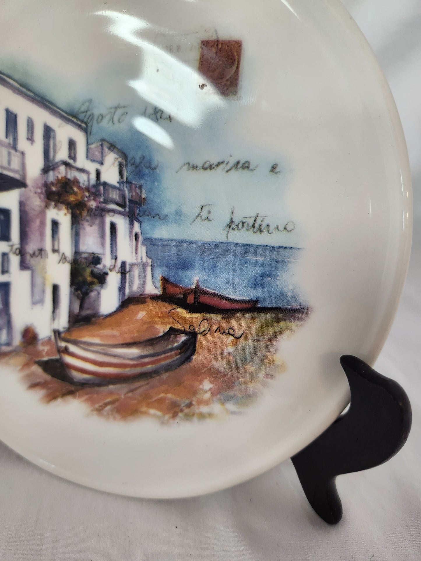Ceramica Cuore Italy 7-1/4" Postcard Plate La Cazza Marina