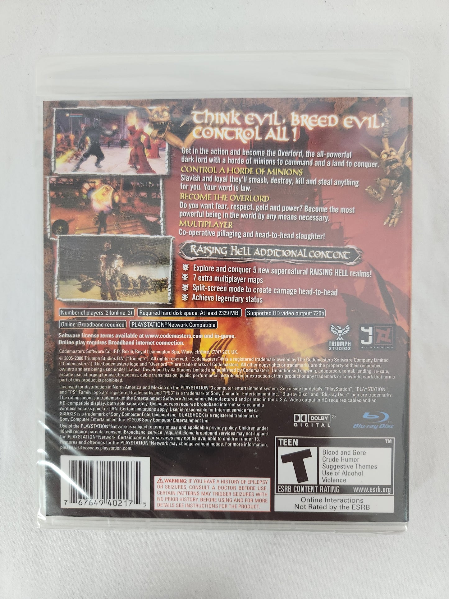 PlayStation 3 Overlord Raising Hell - Blue-Ray Disc