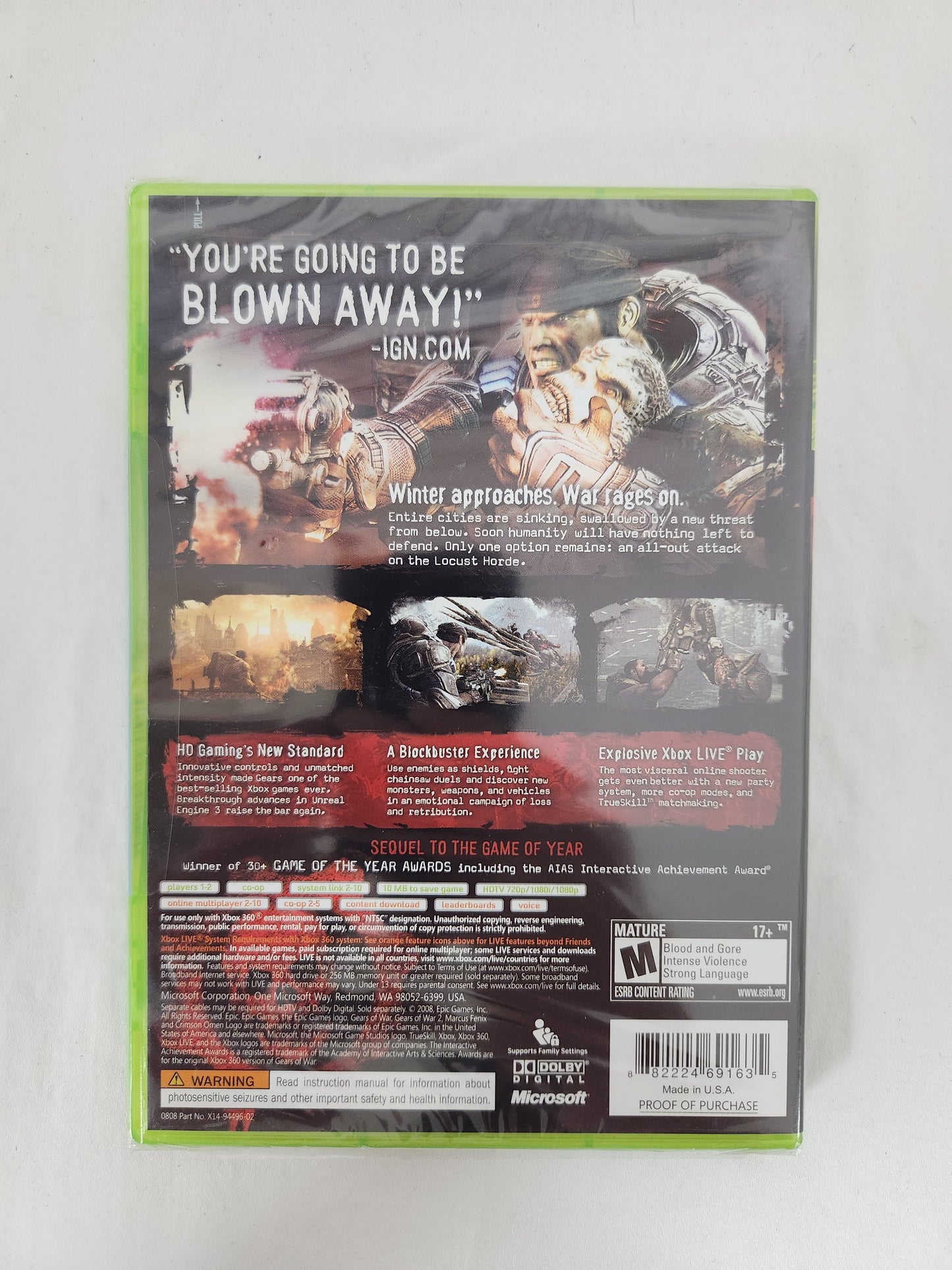 XBOX360 Gear of War2 Game (factory sealed)