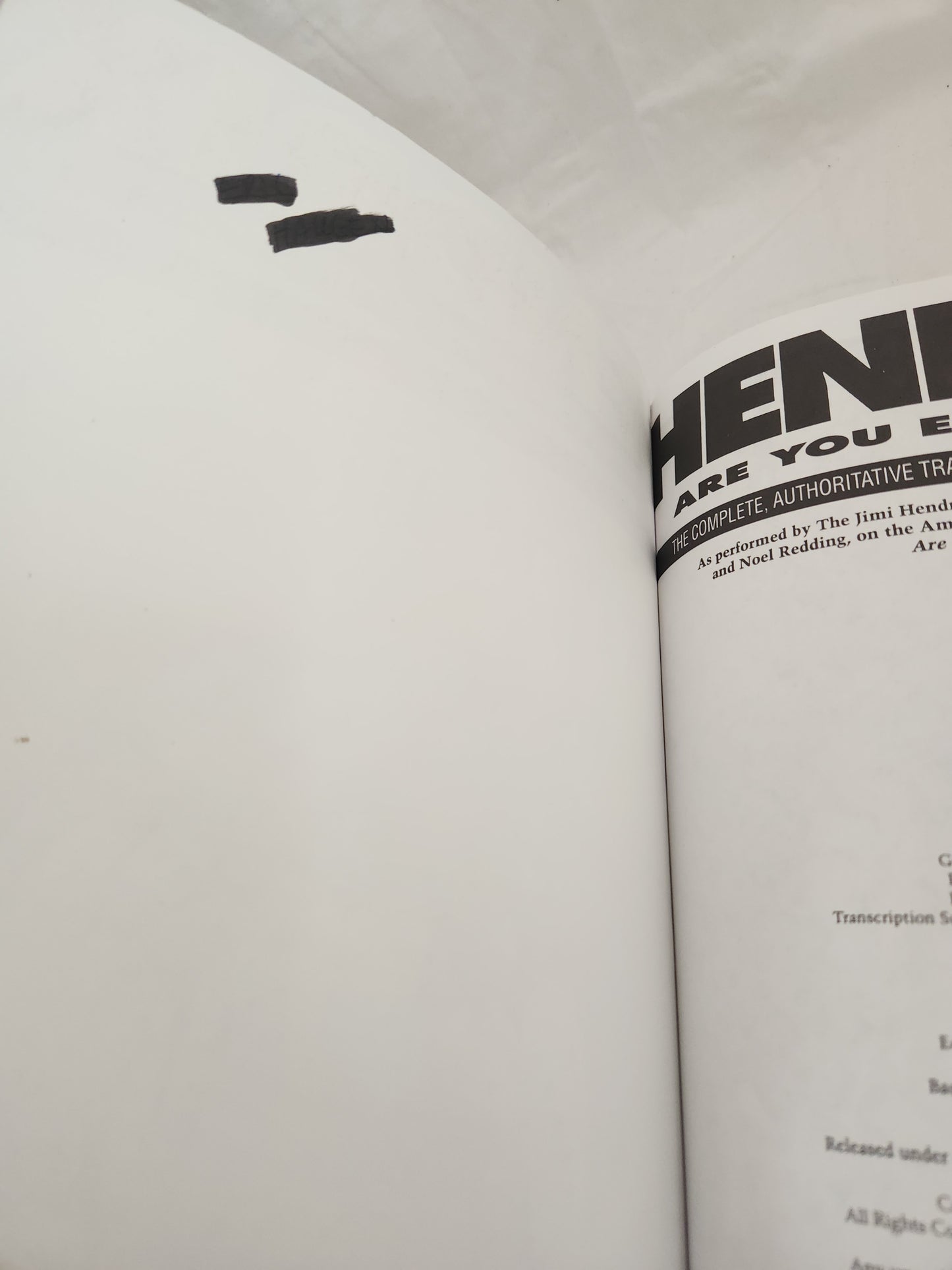 Jimmy Hendrix - Are You Experienced? & Electric Ladyland Guitar, Bass & Drum Book