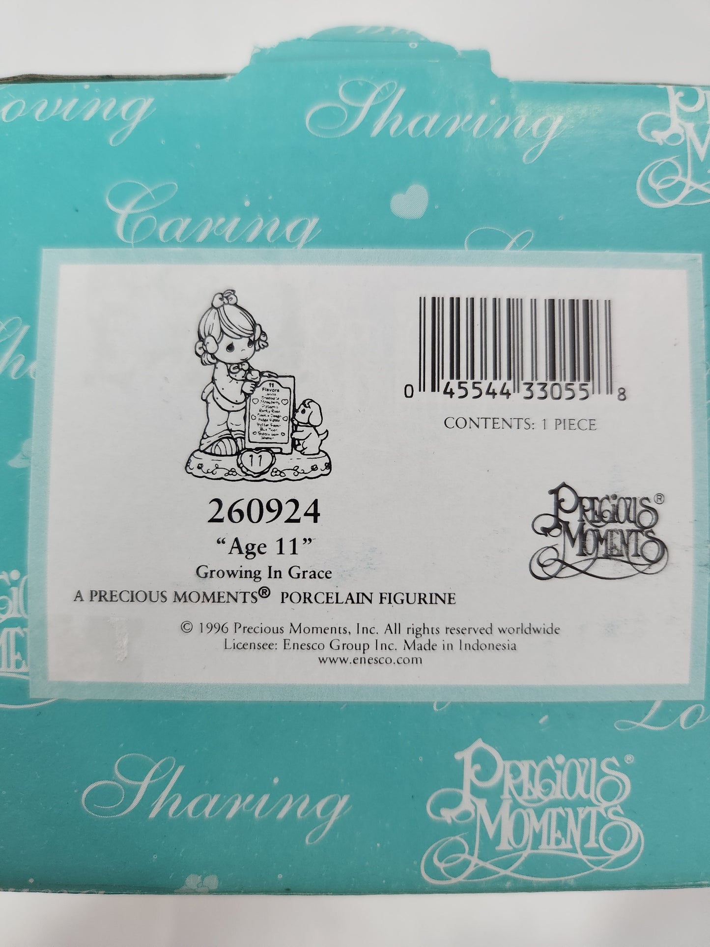 1996 Precious Moments Growing in Grace 'Age 11' Porcelain Figurine #260924