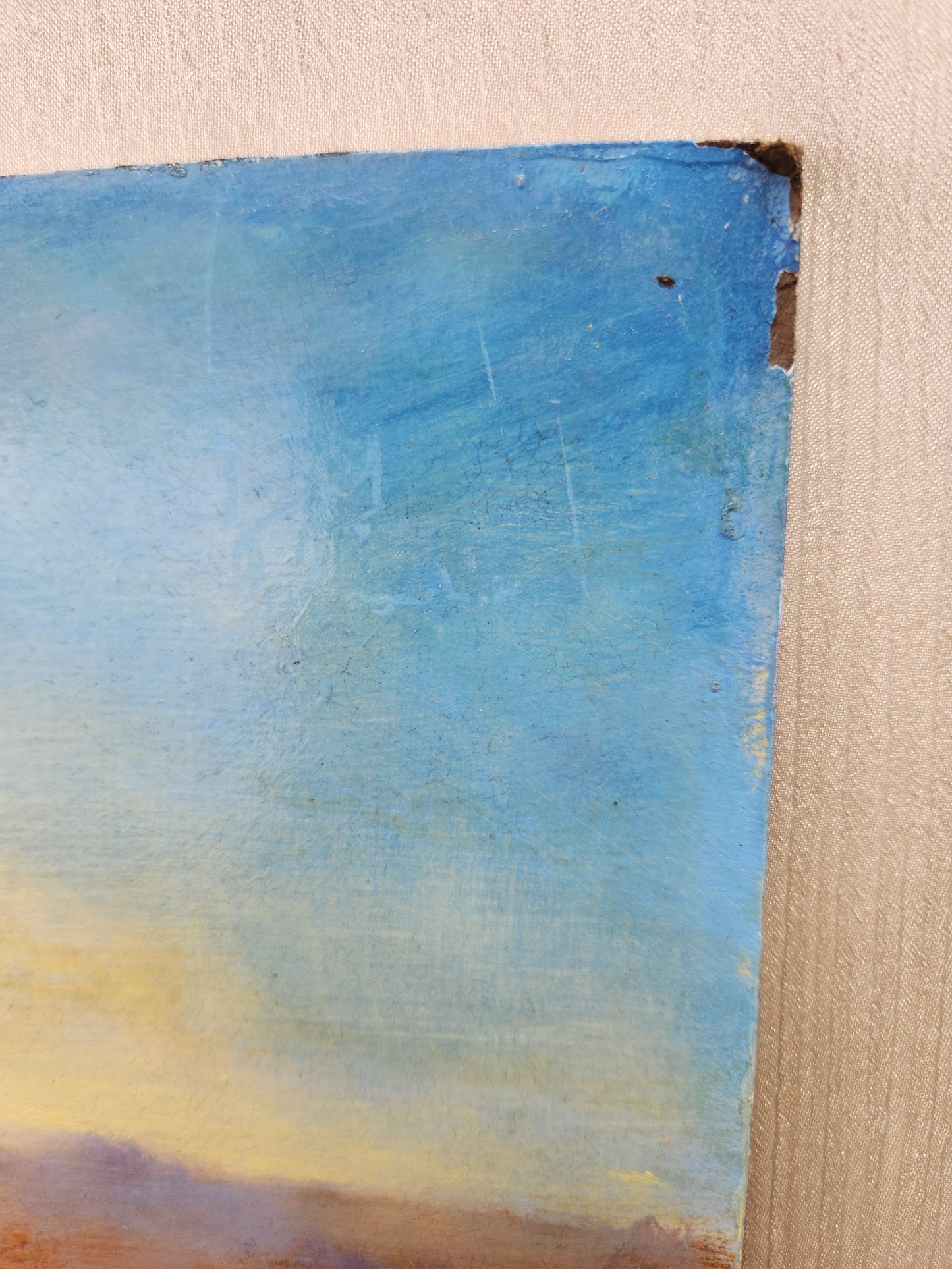 VTG - Karen Schmitz oil painting on hardboard "October Reflections" (slight damage)