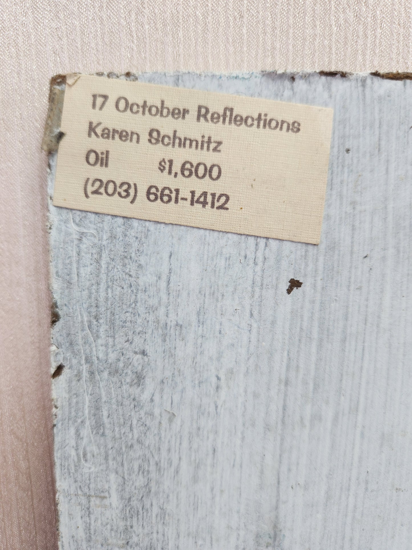 VTG - Karen Schmitz oil painting on hardboard "October Reflections" (slight damage)