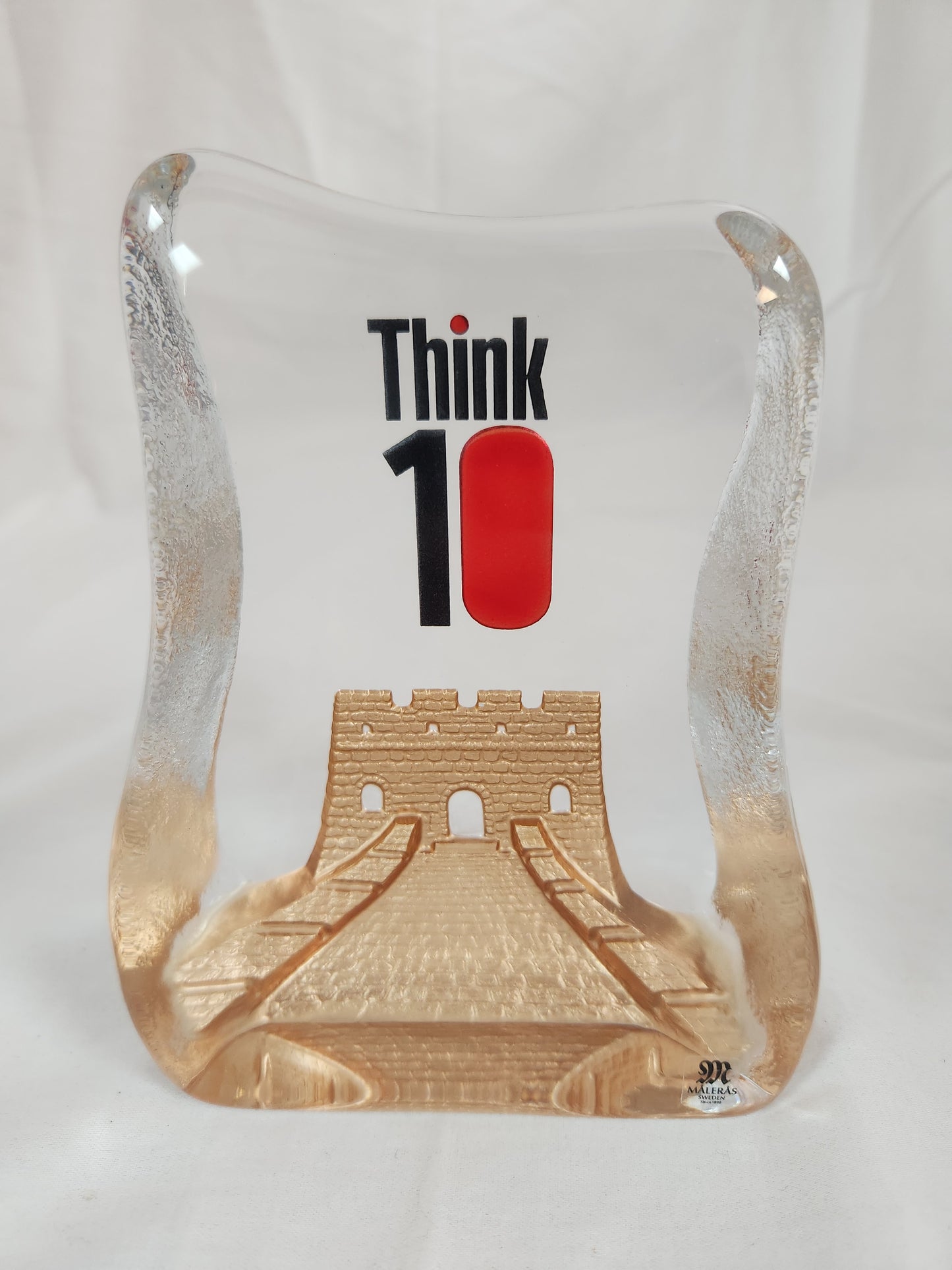 Mats Jonnason Maleras "Think 10" Glass Paperweight