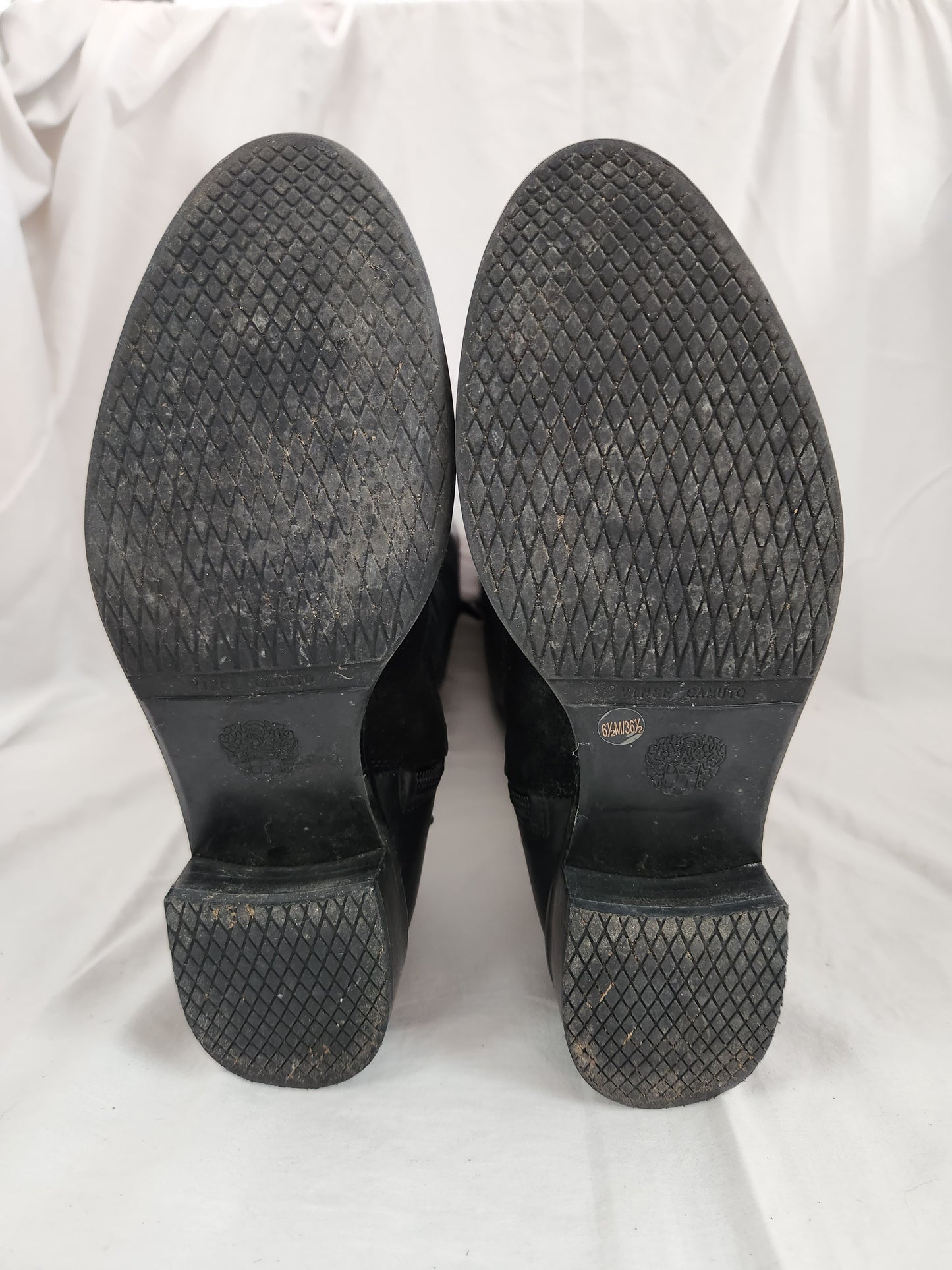 Vince Camuto Black Leather & Suede Jaran Riding Boots - Size: 6.5M