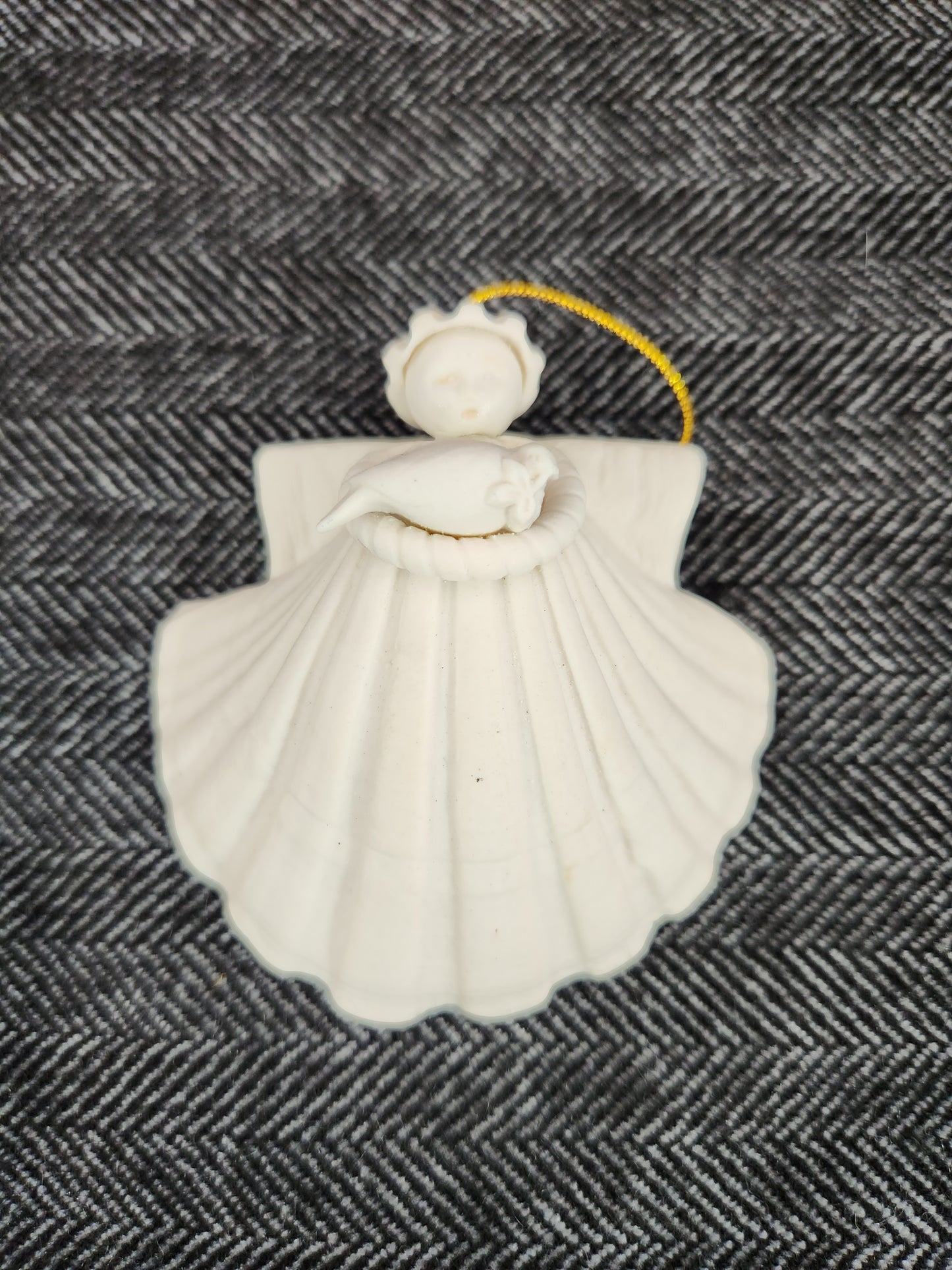 Lot of 11 - Margaret Furlong Bisque Porcelain Shell Angel Ornaments