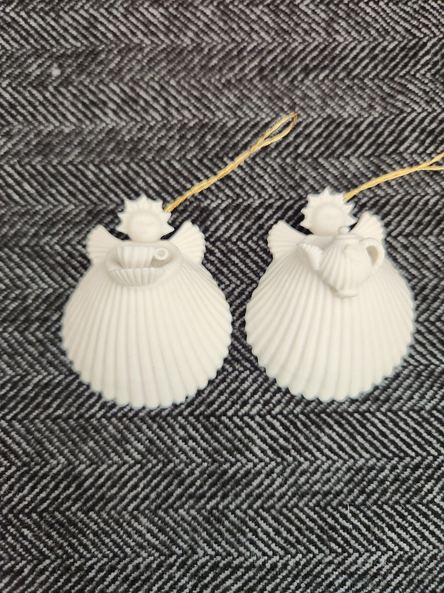 Lot of 11 - Margaret Furlong Bisque Porcelain Shell Angel Ornaments