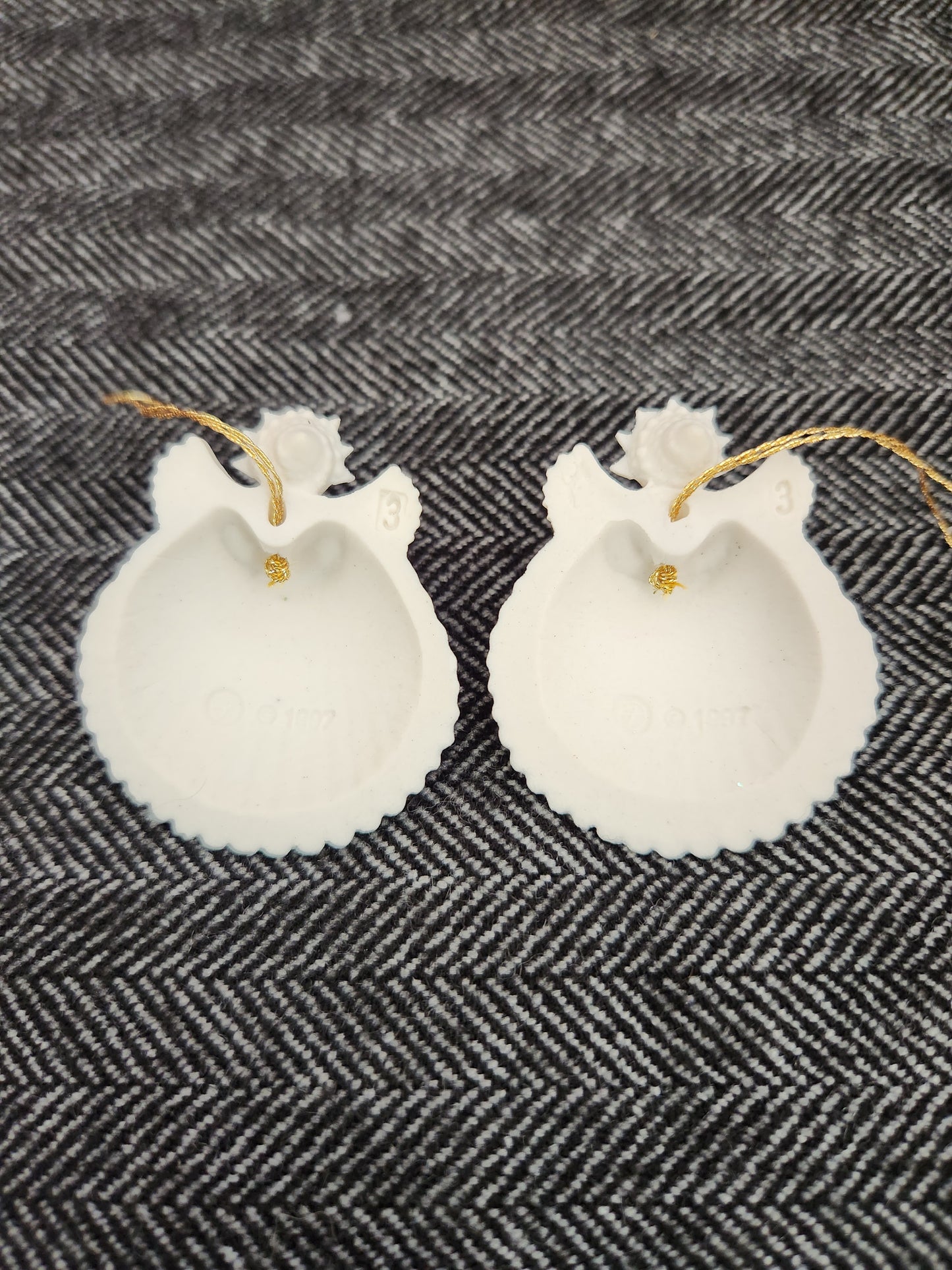 Lot of 11 - Margaret Furlong Bisque Porcelain Shell Angel Ornaments