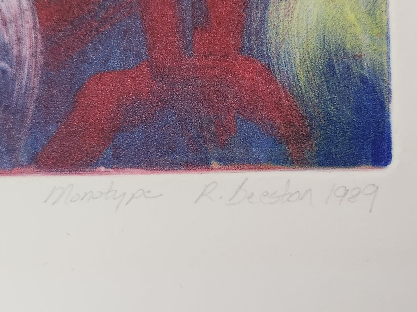 R. Beeston 4"x5-3/4" Monotype Signed by Artist 1989 - Matted