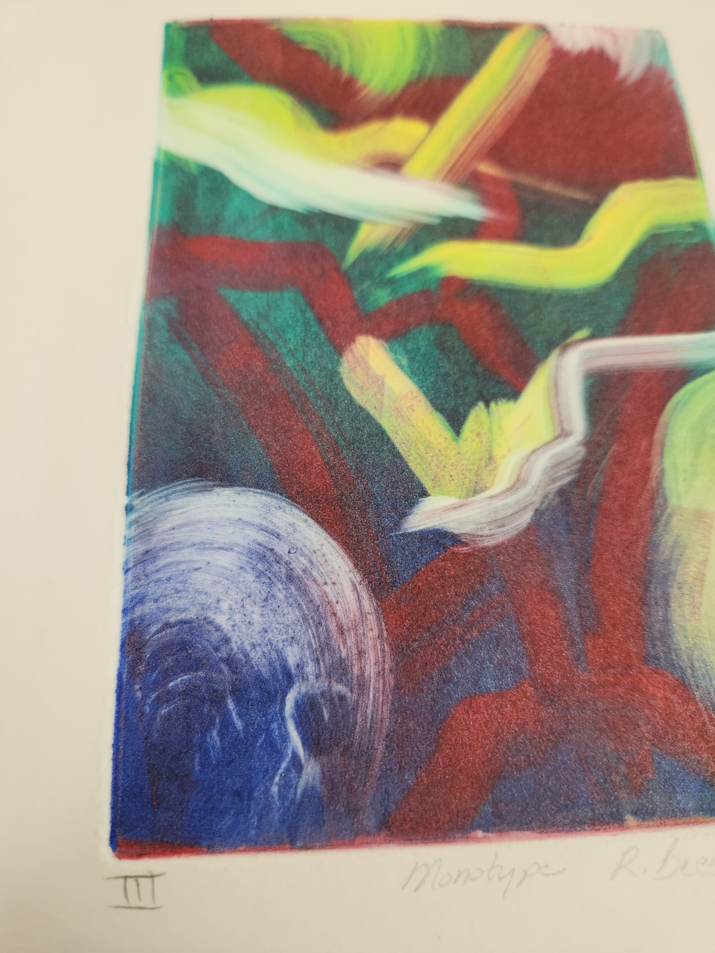 R. Beeston 4"x5-3/4" Monotype Signed by Artist 1989 - Matted