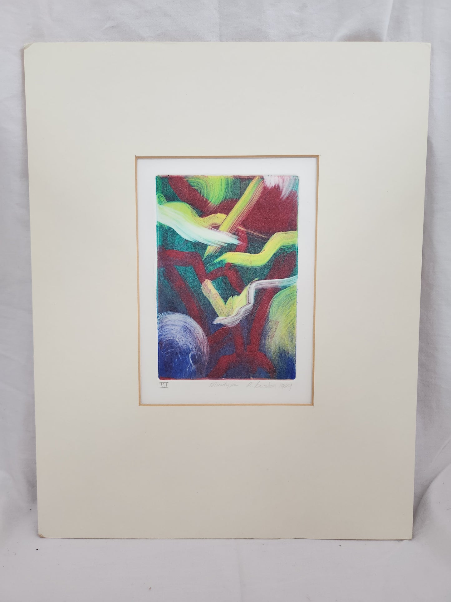 R. Beeston 4"x5-3/4" Monotype Signed by Artist 1989 - Matted